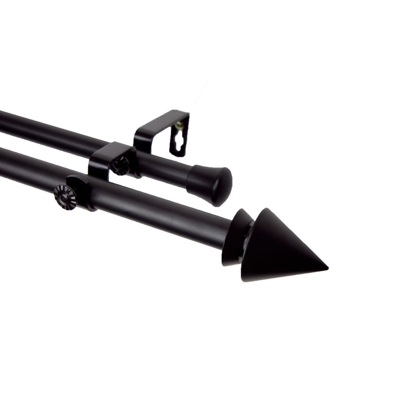 Tringle à rideaux double Hahne, l 120 po à 170 po, Noir