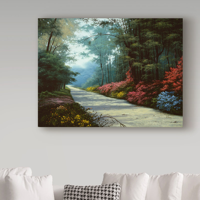 Fikes «Garden Path», reproduction de peinture à l'huile sur toile tendue, H 14 po x l 19 po