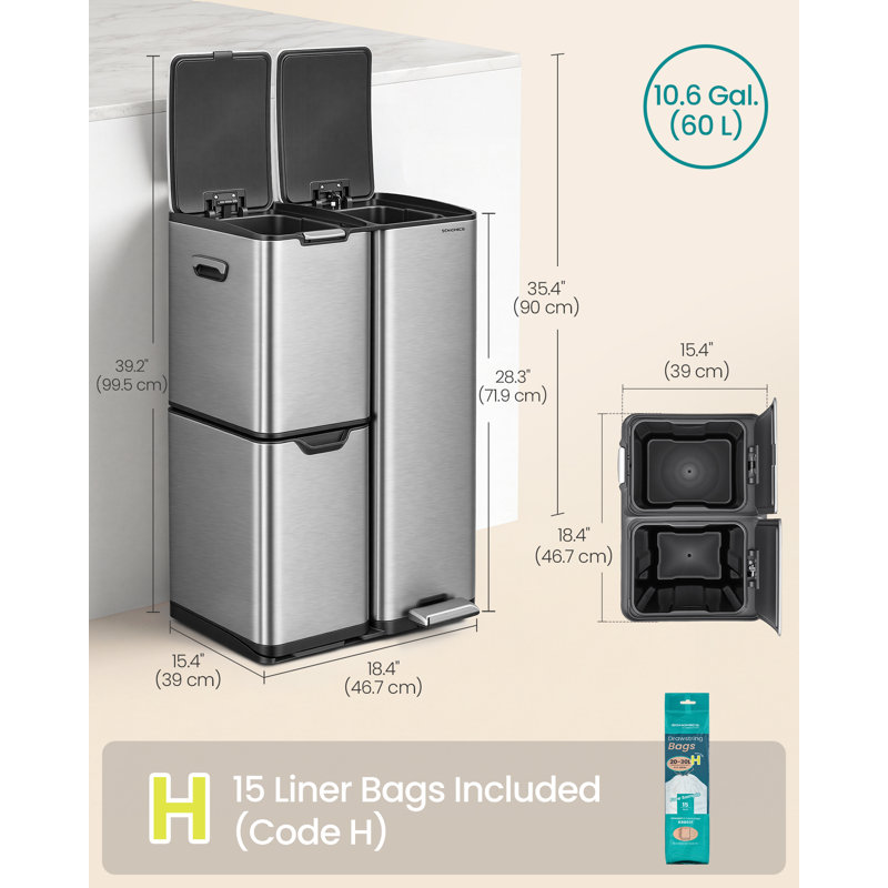 Recycling Bin - 50 L, Silver