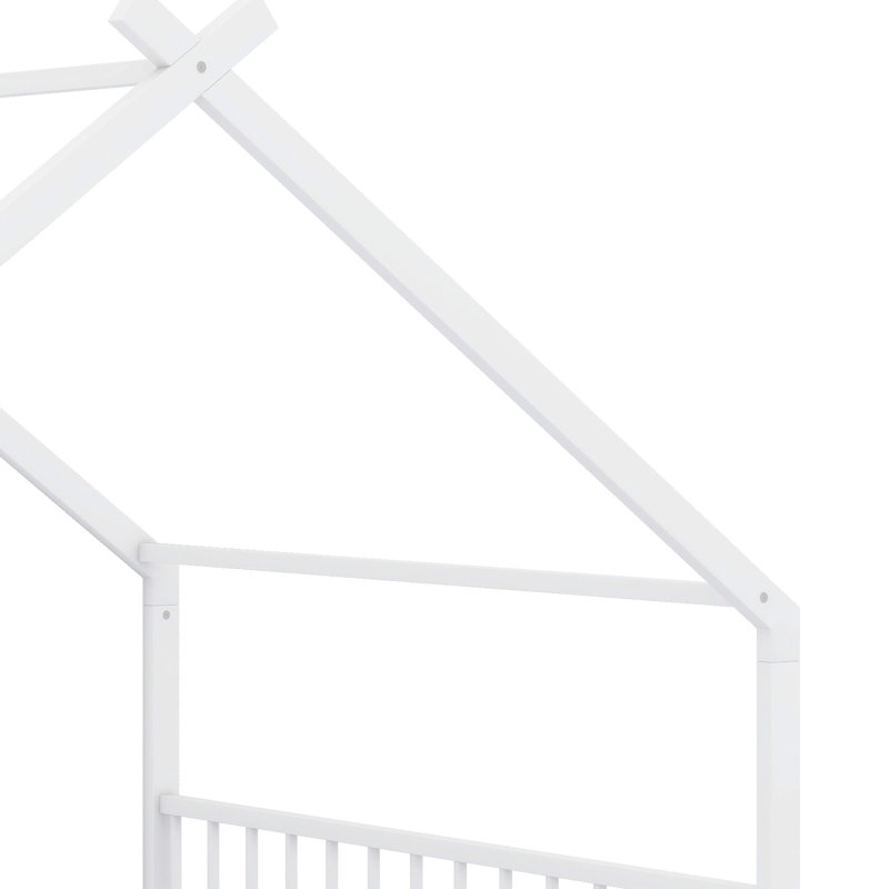 Structure de lit en métal avec toit classique, White