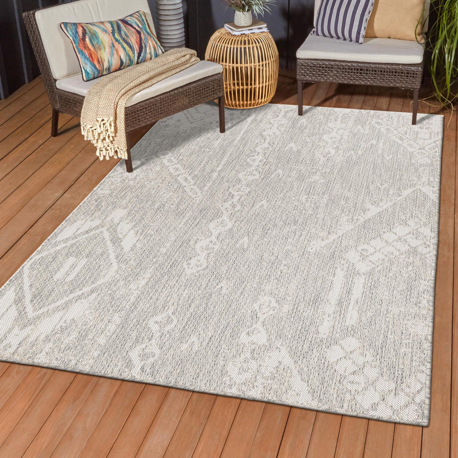 Kendall Geometric Indoor / Outdoor Tan Area Rug Mistana Rug Size: Rectangle 4' x 6