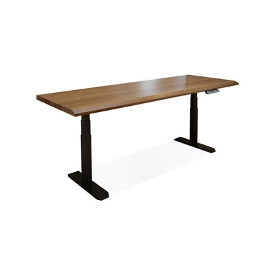 Bureau noyer + bois massif rectangulaire noir + fer