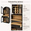 Meuble bar/cave à vin noir arqué de style milieu du siècle, 70 pouces – Portes en verre trempé, emplacements pour bouteilles, porte-verres à pied, crochets et tiroirs-1824802747