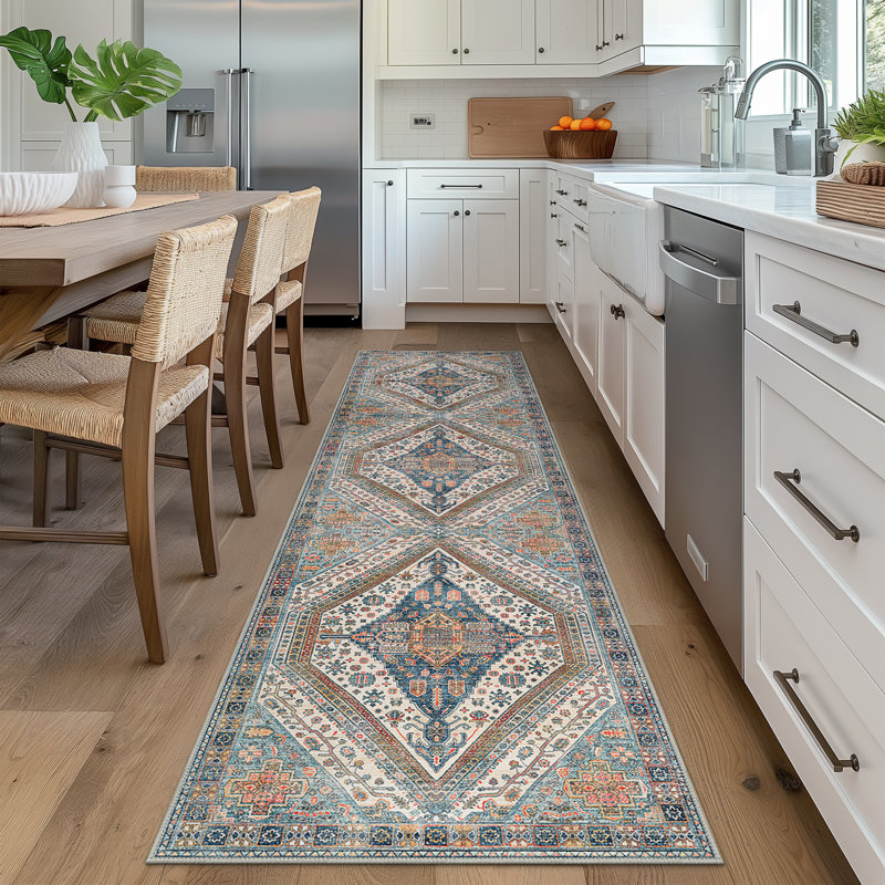 Tapis oriental performance lavable à la machine avec envers antidérapant, Rectangulaire 2 pi x 7 pi
