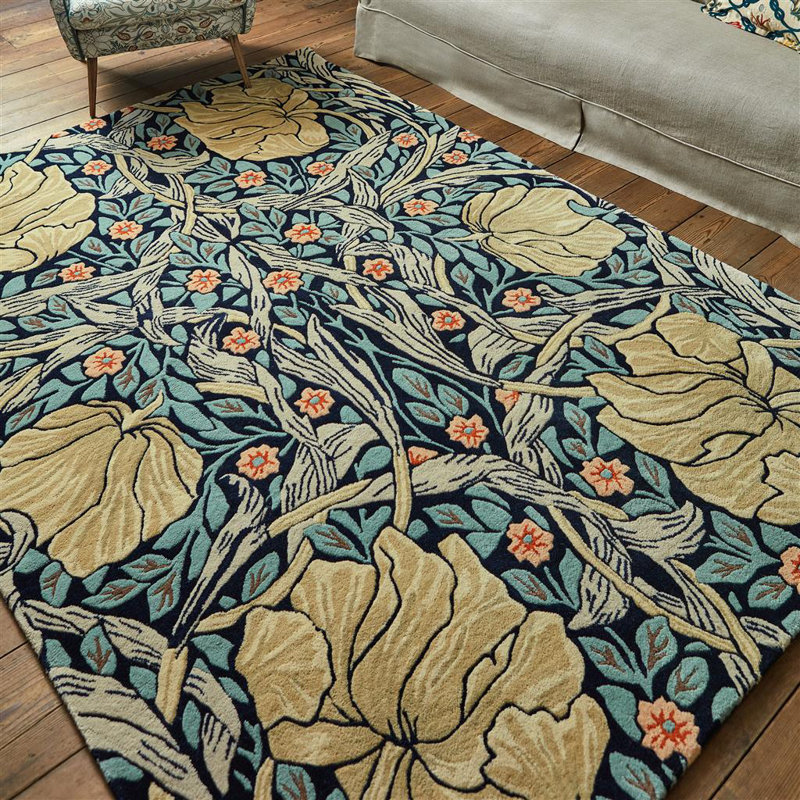 Hand Tufted Wool Floral Area Rug, Rectangle 4'7" x 6'7"