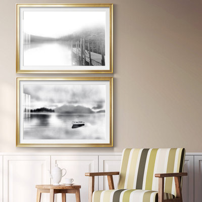 «Mist On The Docks», ensemble de 2 reproductions d'art sur toile encadrées