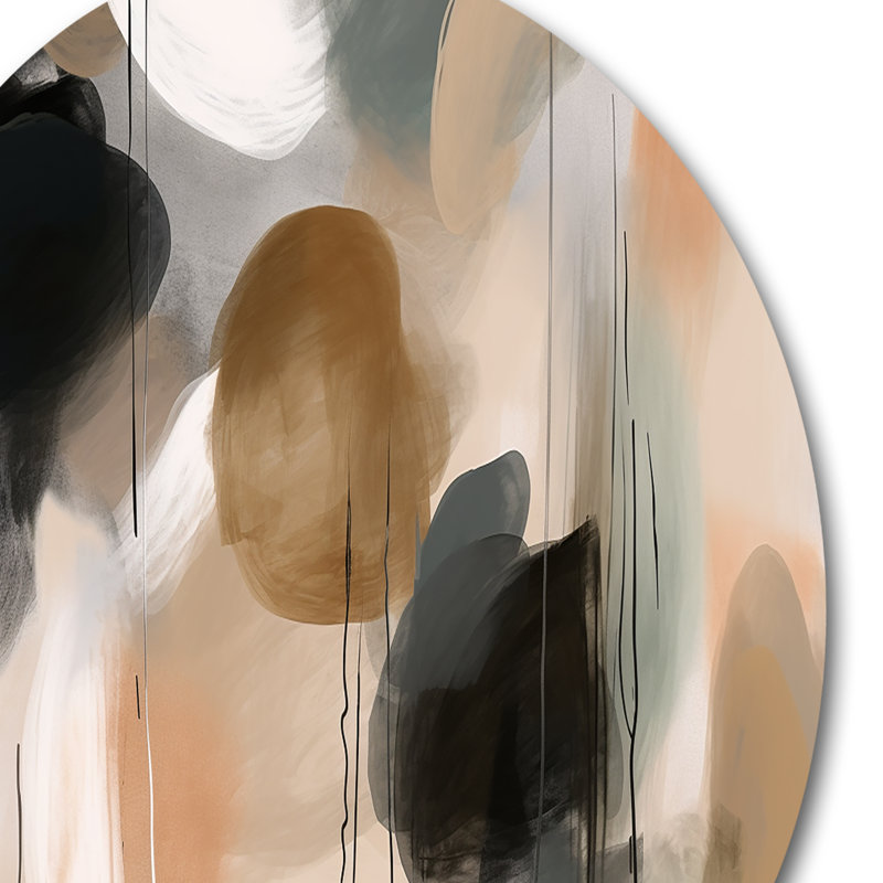 Peinture de formes abstraites III - peinture abstraite ronde, art mural en métal, H 23 po x l 23 po x P 1 po