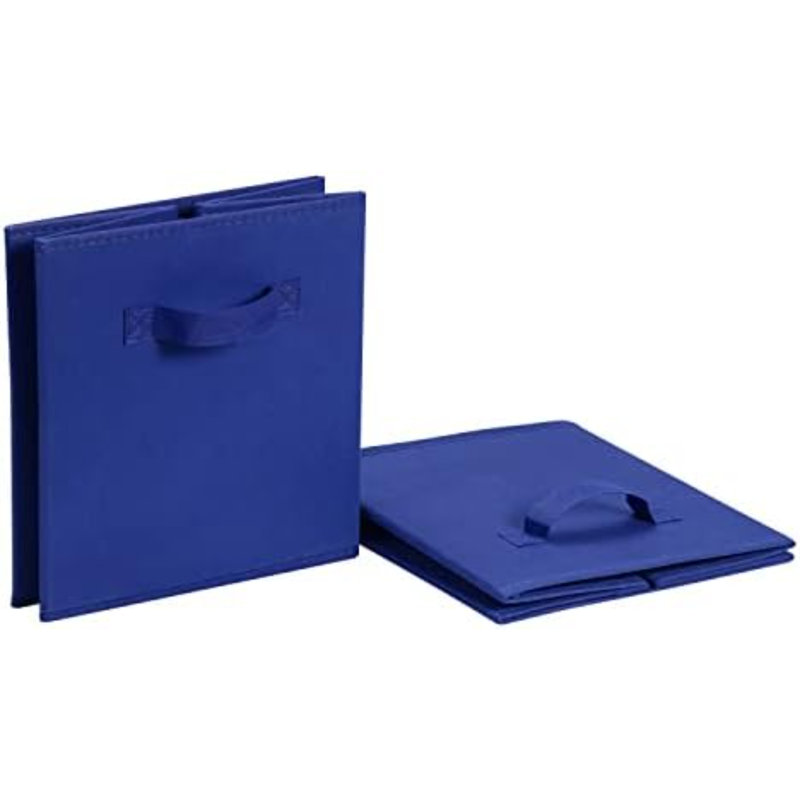 Cube Organizer Storage Bins Handles, Collapsible Fabric, Pack Of 6, 13"X13"X13", Navy, 13" H x 13" W x 13" D, Navy