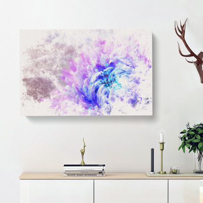 Lilac & Blue Chrysanthemum Watercolour - Wrapped Canvas Print