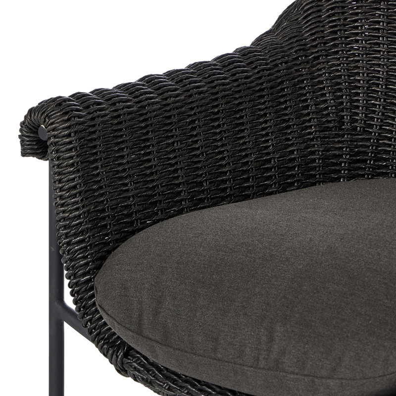 Suerte 26" Patio Bar Stool with Cushion, Gray/Black