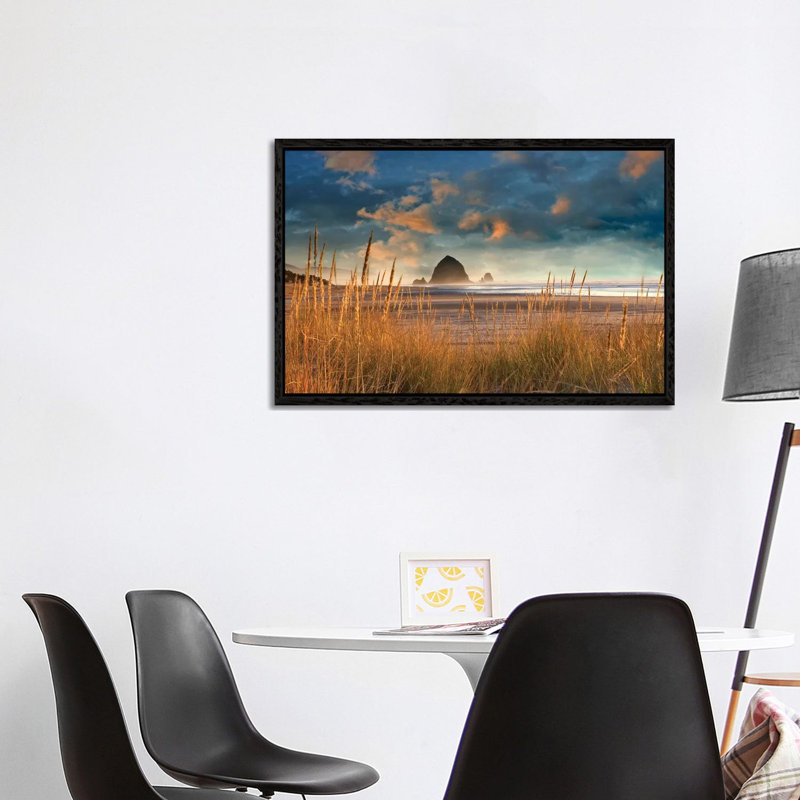 Kauai Sunset by Dennis Frates - Print on Canvas, 66.04cm H x 101.6cm W x 3.81cm D, Black Framed