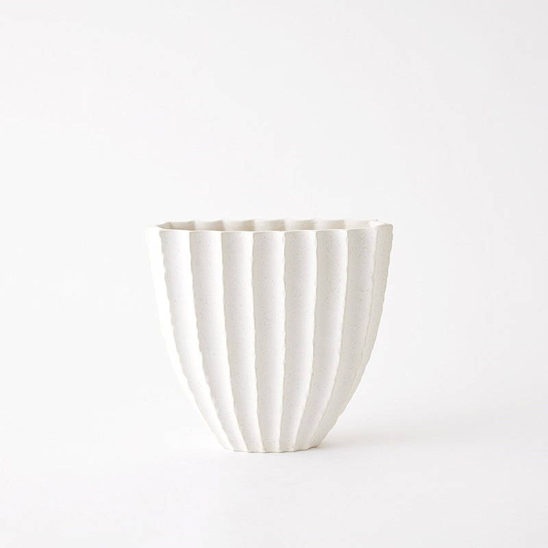 Off-White Ceramic Tulip Table Vase, 10'' Height