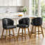 Swivel Upholstered Counter Stool with Solid Wood Frame