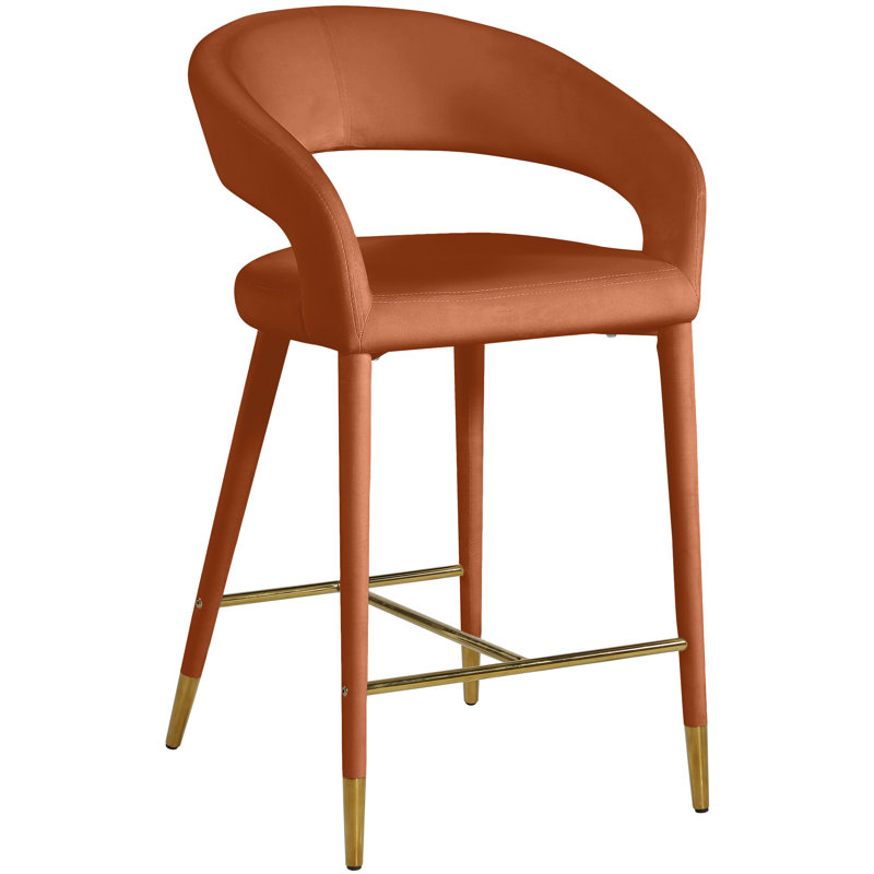 Tabouret de comptoir 26,5 po Destiny, Velours, Cognac
