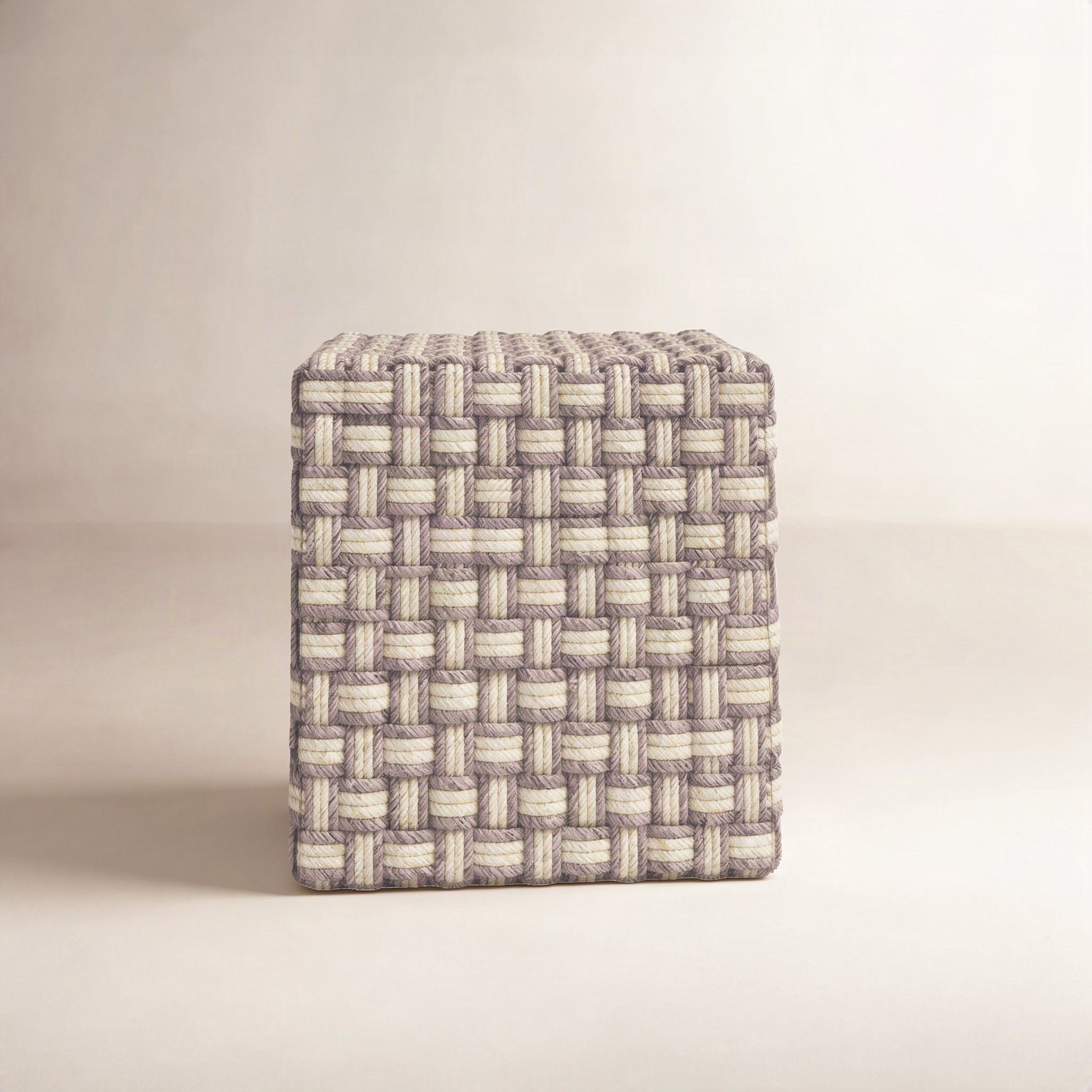 Etha 18" Pouffe, Cream