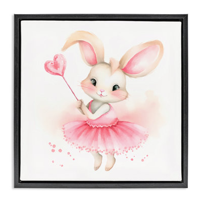 «Ballerina Bunny with Wand», encadré doré sur toile flottante par Andrea Haase