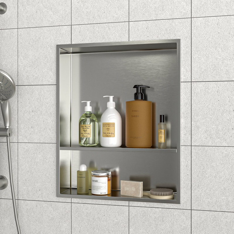 Double tablette de niche en acier inoxydable 21 "X 17", Nickel brossé