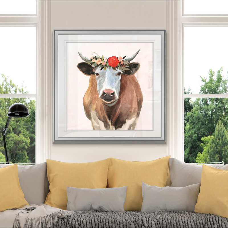 Printemps à la ferme I - reproduction d'art sur papier, H 16 po x l 16 po x P 1,5 po, Encadrement argenté