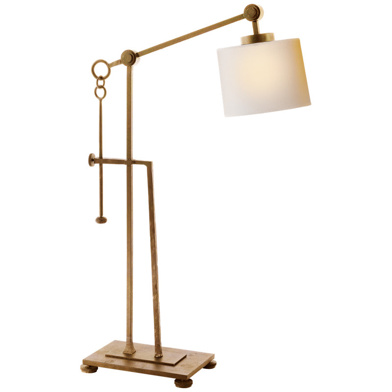 Aspen Desk Table Lamp, Gilded Iron, Fabric