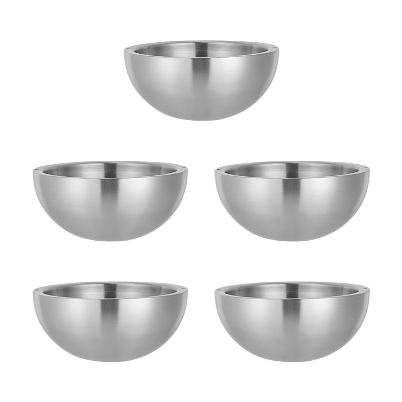 Ensemble de bol à salade isolé en acier inoxydable avec trous d'injection d'eau (5 pièces)