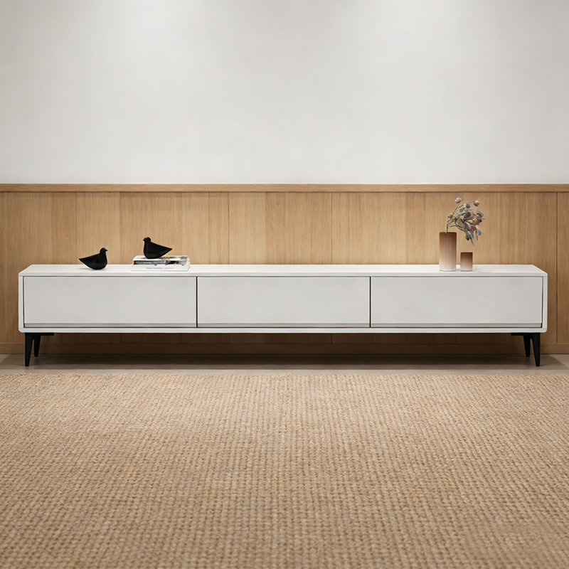 Meuble télé moderne de style crème minimaliste, 15.74" H x 63" L x 11.81" W