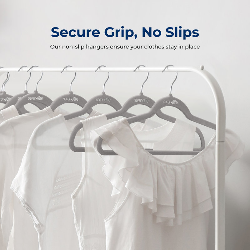 Gray Velvet Non-Slip Heavy Duty Hanger Set, 10 Pieces