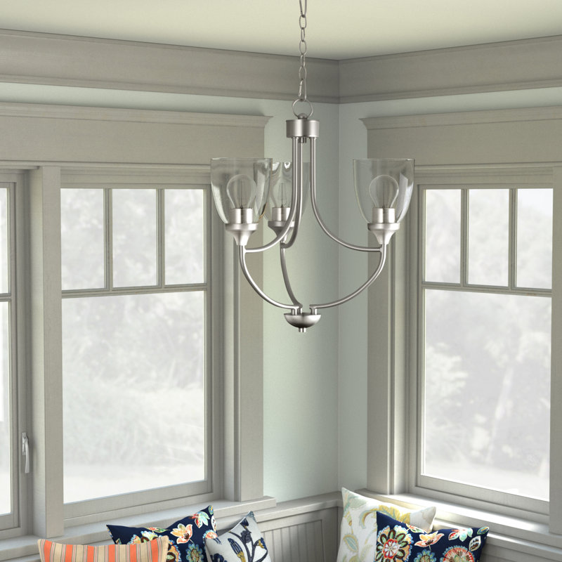 Cariah 3 - Light Dimmable Empire Chandelier, Satin Nickel