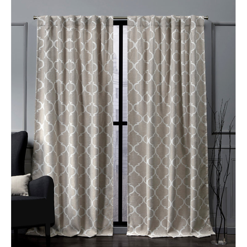 Nicole Miller Treillage Woven Room Darkening Blackout Hidden Tab/Rod Pocket Top Curtain Panel Pair, 52" W x 96" L, Dove Gray