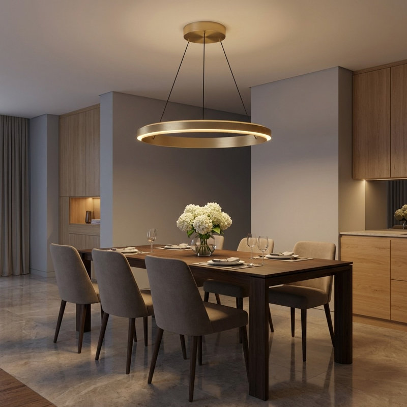 Lustre à DEL Aro, Laiton satiné, H 2 po x l 24 po x P 24 po