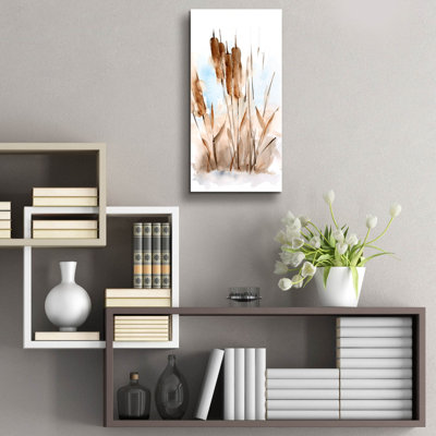«Watercolor Cattail Study 1» par Ethan Harper, art mural en verre acrylique