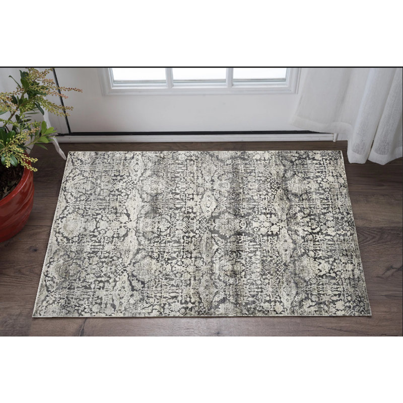 3' X 5' Grey Medallion Rug