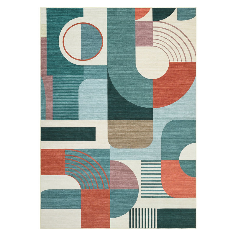 8x10 Area Rugs, Boho Washable Rugs for Living Room Bedroom Dining Room, Soft Modern Abstract Large Throw Floor Carpet Non Slip, Blue Multi, 8'x10'