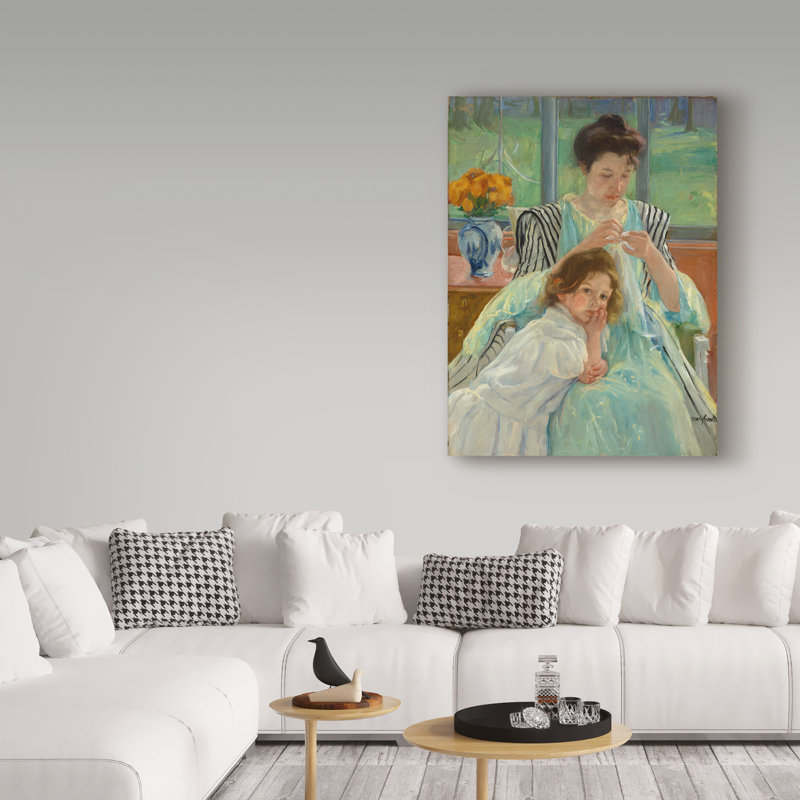 «Young Mother Sewing» par Mary Cassatt, reproduction sur toile, H 47 po x l 35 po x P 2 po