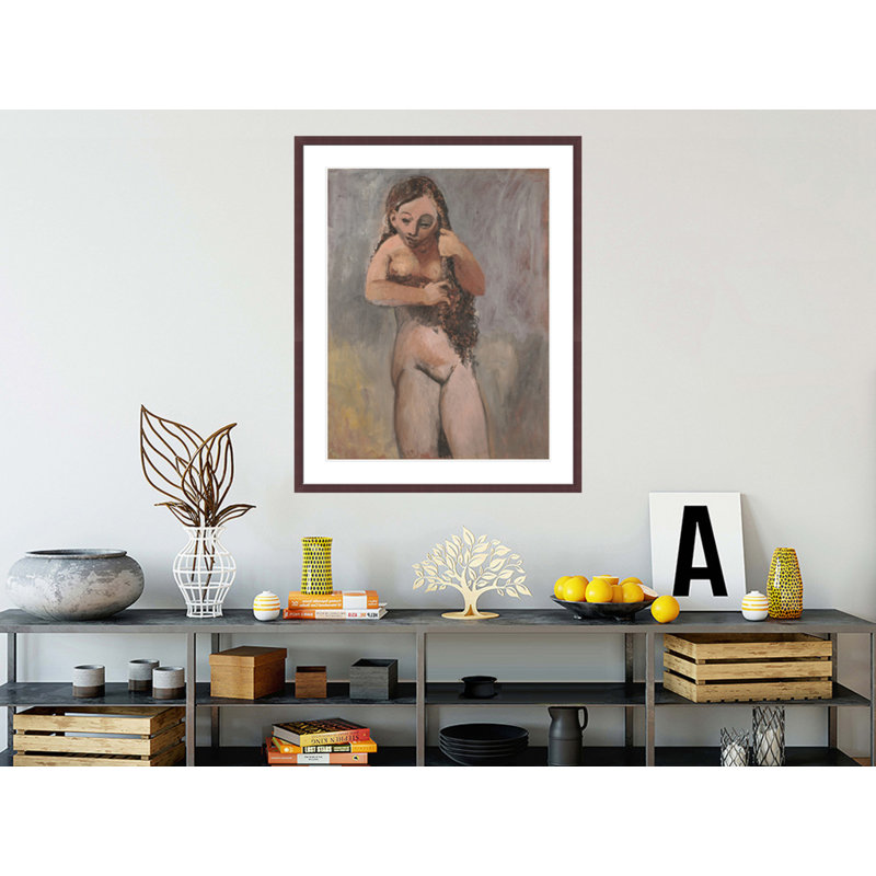 «Nude Combing Her Hair» par Pablo Picasso, impression giclée sur cadre, H 41,5 po x l 33,4 po