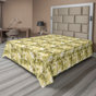 Kaki, jaune pâle, vert / floral
