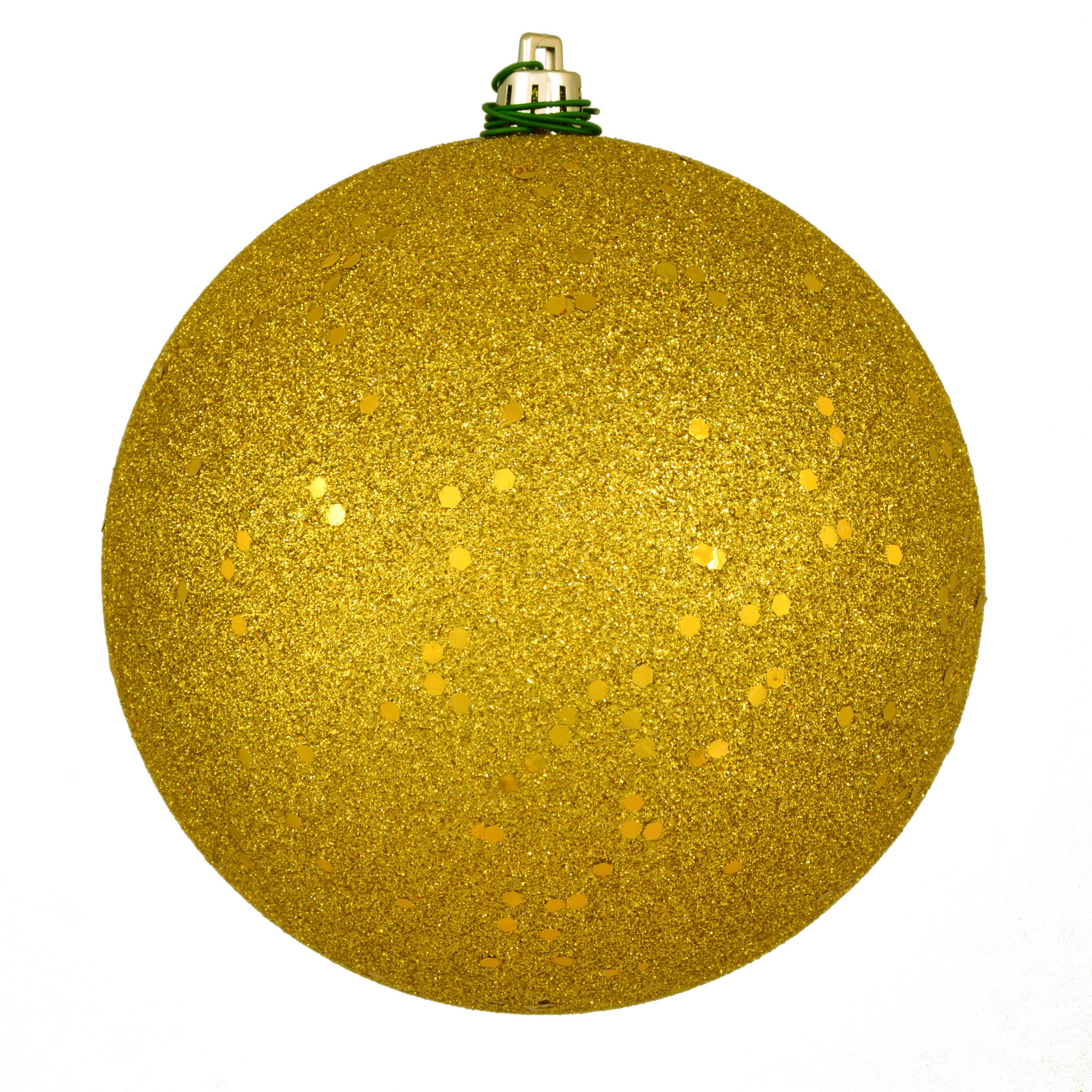 Holiday Décor Ball Ornament, Medallion Gold Sequin, 4" H x 4" W x 4" D