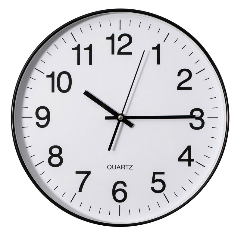 Horloge analogique 14 po Ebern Designs, Noir, noir, noir, noir