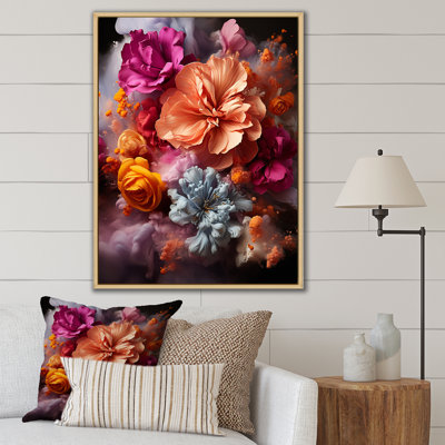 Collage de fleurs vibrantes de dahlia sur toile