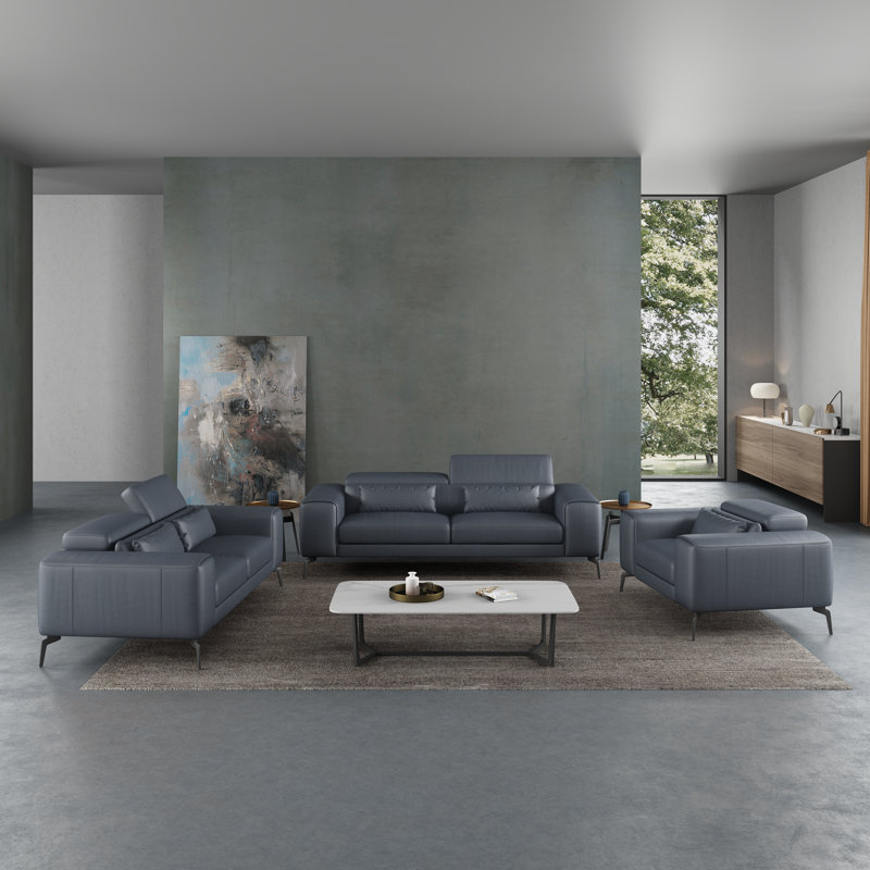 Cavour Sofa, Gray Genuine Leather