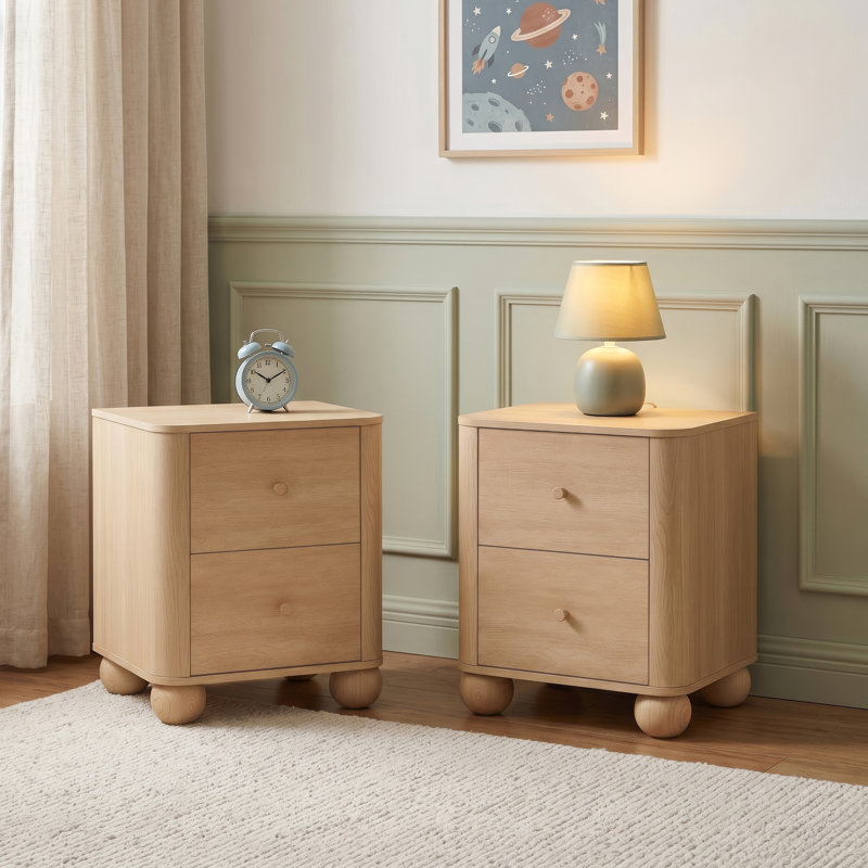 Table de chevet 2 tiroirs Modern Wood, Coastal Oak