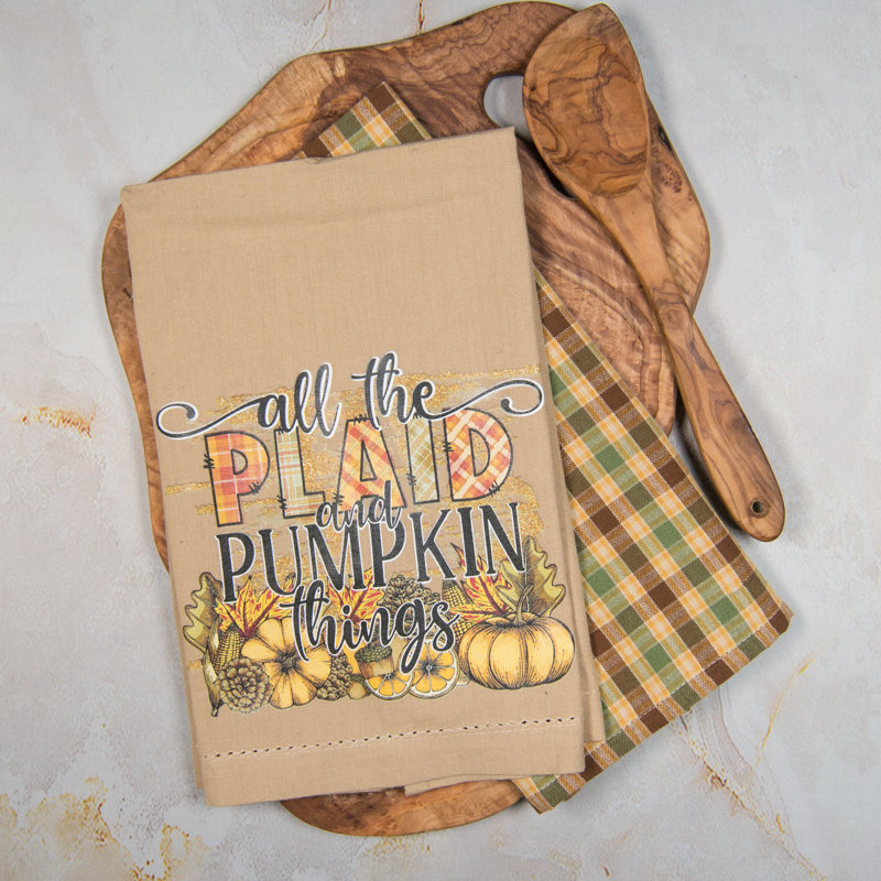 Plaid and Pumpkins Two Tea Towel Set