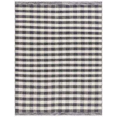Tapis rayé noir / ivoire Kilim 807