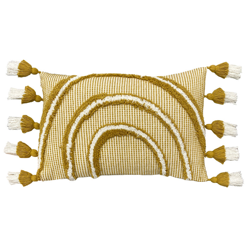 Geometric Rectangular Lumbar Cushion, Ochre