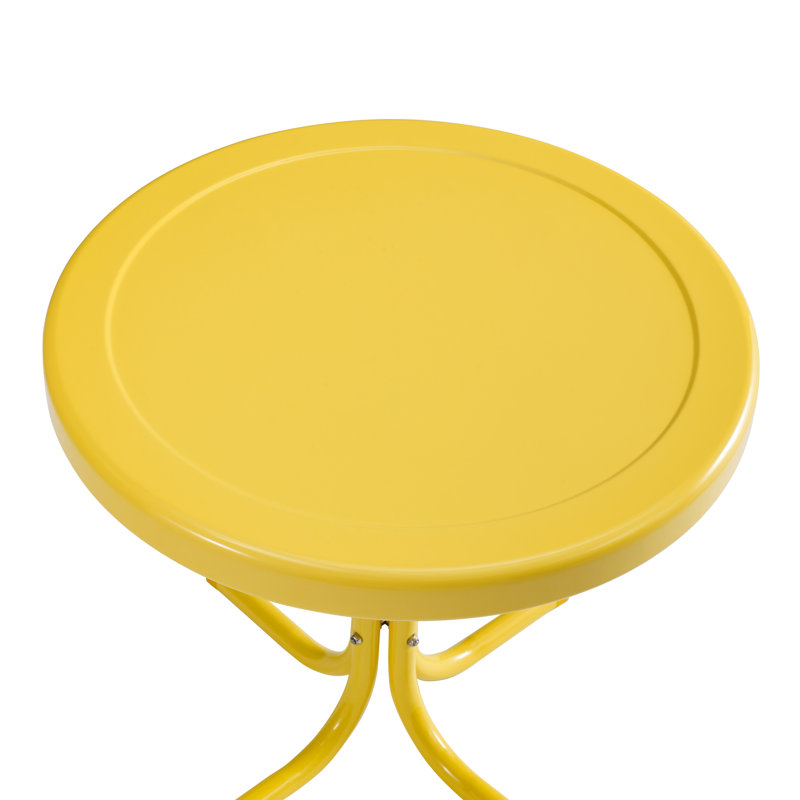 Alanna Round Metal Outdoor Side Table , 22'' in. W 22'' in. D, Bright Yellow Gloss