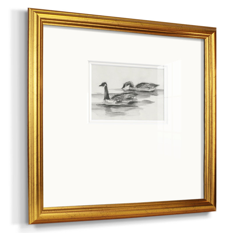 Étude d'oies II - reproduction de cadre photo simple, H 21 po x l 21 po x P 1,25 po