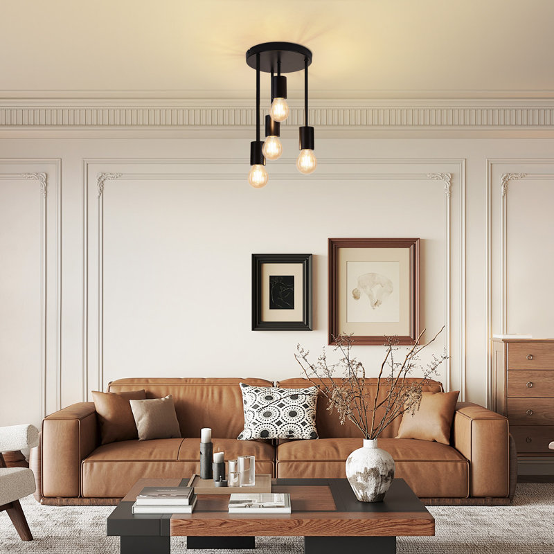 4-Light Black Flush Mount