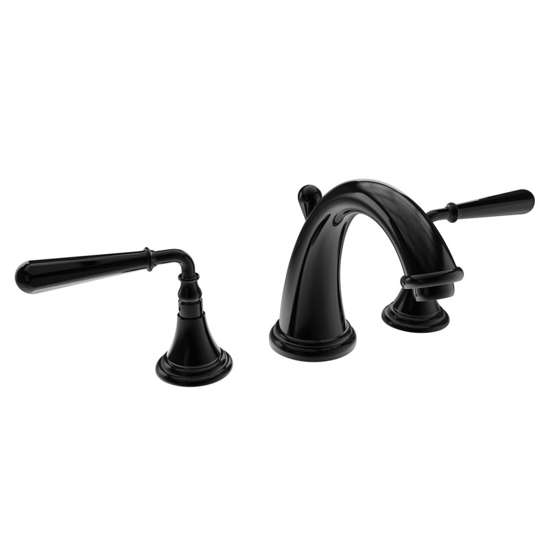 Bevelle Widespread Bathroom Faucet with Drain Assembly, Gloss Black