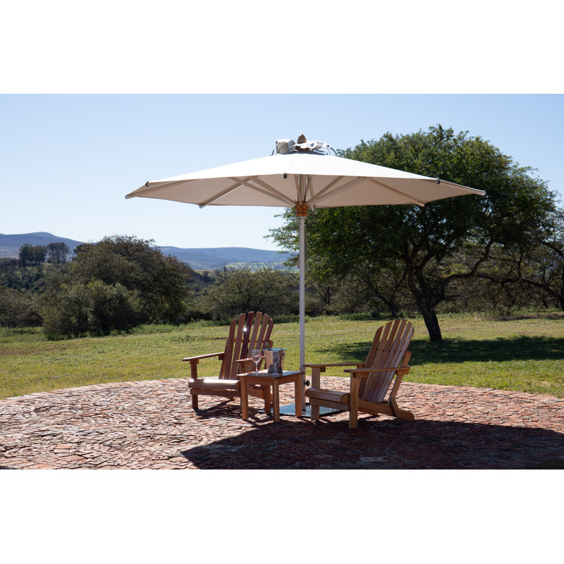 Bravura 13.1' Round Market Umbrella, Square Metal w/ wheels+2.25" Stainless Steel Tube, Natural