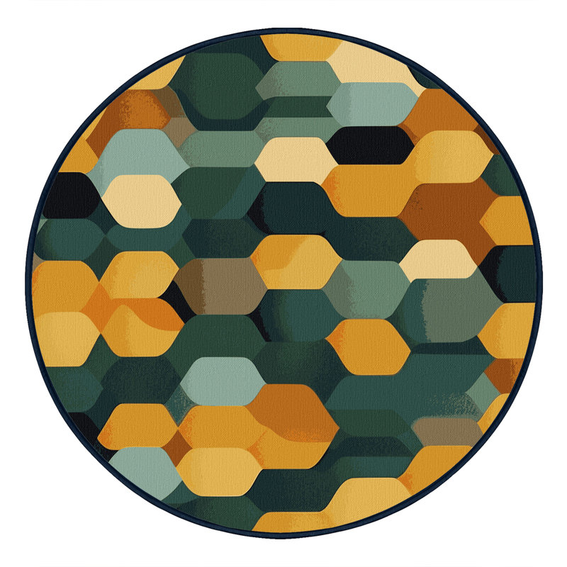 Grid Harmony Rug, Round 8'