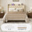 Modern Tufted Upholstered Bed In Velvet Or Linen With Charging Station & Headboard Shelf, High Clearance Under Bed Storage-290350259-290350262